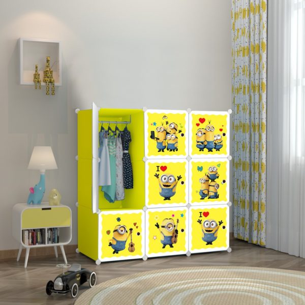 9- CUBES, KIDS STORAGE WARDROBE (MINION)