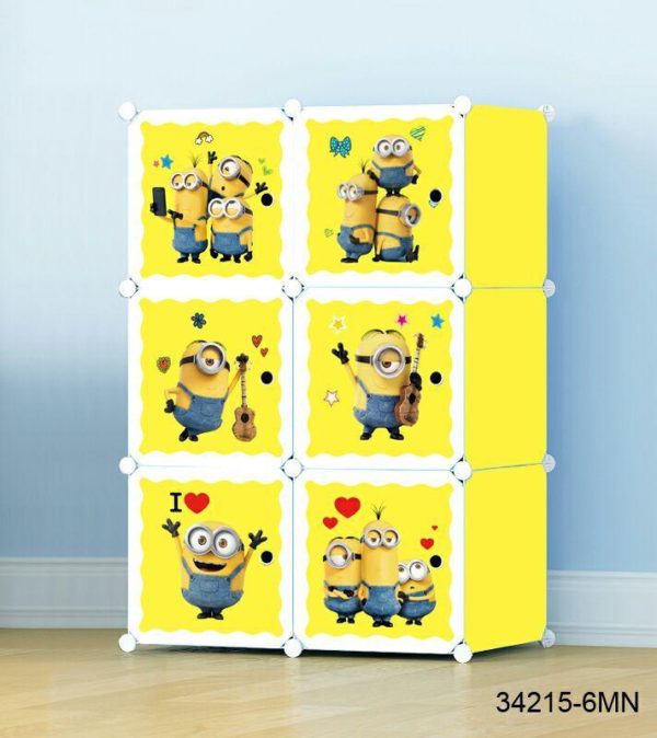 6- CUBES, KIDS STORAGE WARDROBE (MINION)