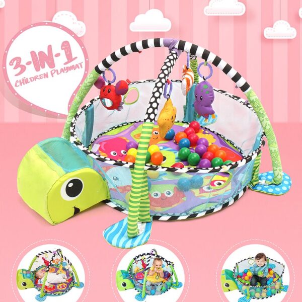 3-in-1 Baby Ball Pit & Play Gym Mat With Cute Pattern