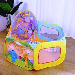 KIDS COLOURFUL BALL PIT, POPUP TENT HOUSE WITH FREE BALLS (RANDOM COLOURS)