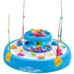 Fishing Game With Aquarium Toy Set with Fish & Fishing Poles & Rotating Board with Music
