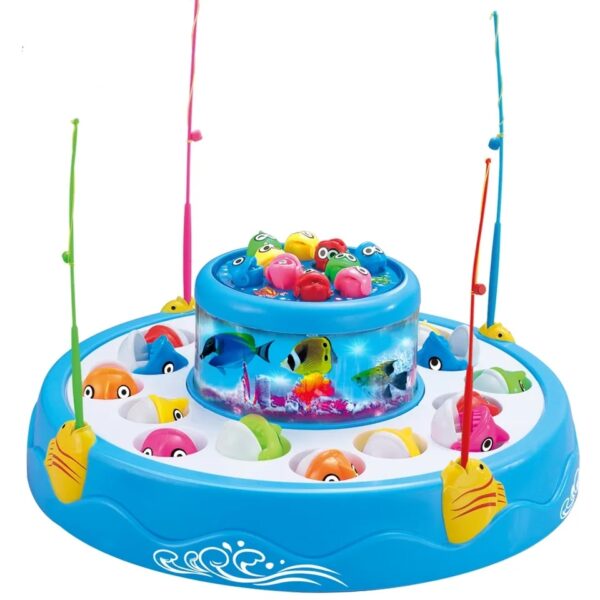 Fishing Game With Aquarium Toy Set with Fish & Fishing Poles & Rotating Board with Music