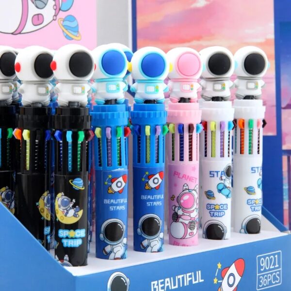 CUTE SPACEMAN 10 IN 1 MULTICOLOURED BALLPOINT PENS FOR KIDS & OFFICE USE