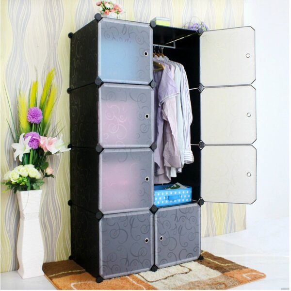 KIDS 8-CUBES STORAGE WARDROBE (PLAIN BLACK)