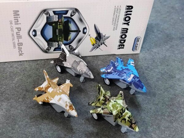 DIE-CAST PULL BACK METAL MILITARY THEMED FIGHTER JETS (4 Pcs)