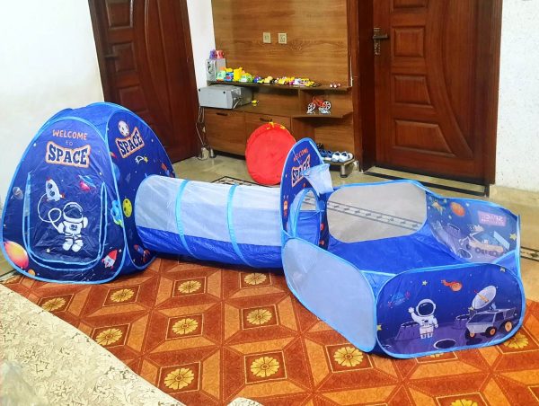 KIDS POP UP PLAY TUNNEL TENT HOUSE(SPACE THEME TUNNEL TENT 3 PCS)