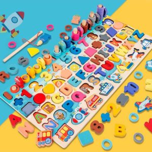 7 in 1 Wooden Skill-Based Puzzle & Digital Shape Board