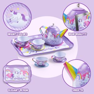 KIDS UNICORN METAL TEA SET FOR LITTLE GIRLS
