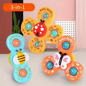 Baby Rotating Rattles Set With Suction Cup- 3 Pcs
