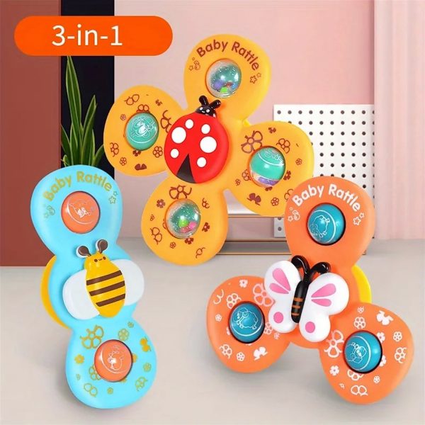 Baby Rotating Rattles Set With Suction Cup- 3 Pcs