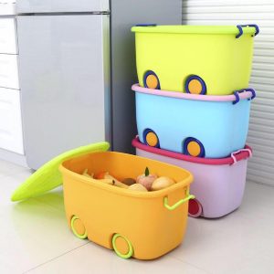 KIDS LARGE COLOURFUL STORAGE BOX WITH WHEELS-TOYBOX (RANDOM COLOURS)