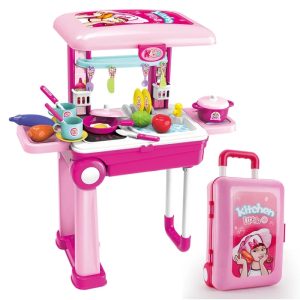 2 IN 1 KIDS BRIEFCASE BEAUTY PLAY SET WITH TROLLEY