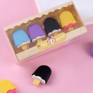 4 PCS CUTE ICE-CREAM RUBBER PENCIL ERASERS-STATIONERY ITEMS