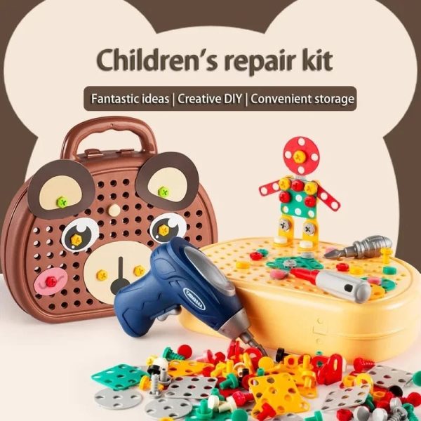 DIY ELECTRIC DRILL SCREW TOOL SET WITH TOOLBOX FOR KIDS
