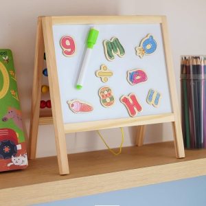 KIDS MAGNETIC LEARNING AND DRAWING BOARD EASEL WITH ABACUS 2 IN 1