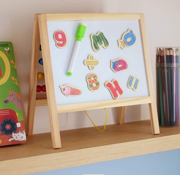 KIDS MAGNETIC LEARNING AND DRAWING BOARD EASEL WITH ABACUS 2 IN 1