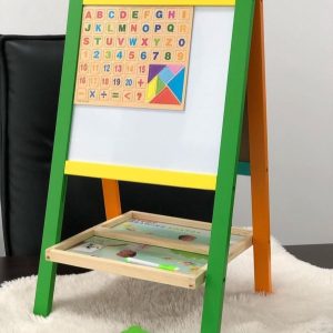 KIDS DOUBLE SIDED MAGNETIC LEARNING AND DRAWING BOARD EASEL 2 IN 1