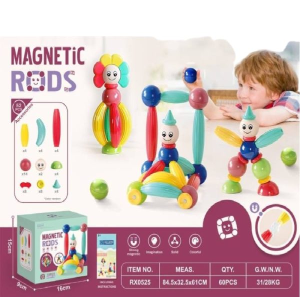 KIDS 3-D MAGNETIC BLOCKS, CONSTRUCTION BLOCKS FOR KIDS WITH STRONG MAGNETS 52 PCS